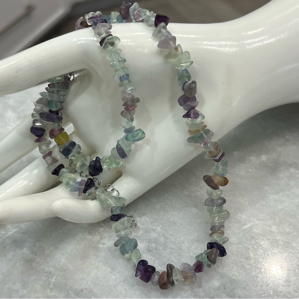 Fluorite Chip Silver Necklace